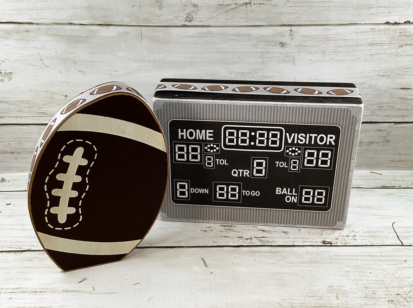 AGD Fall Decor - Chunky Football Touchdown Scoreboard Sign 2pc Set