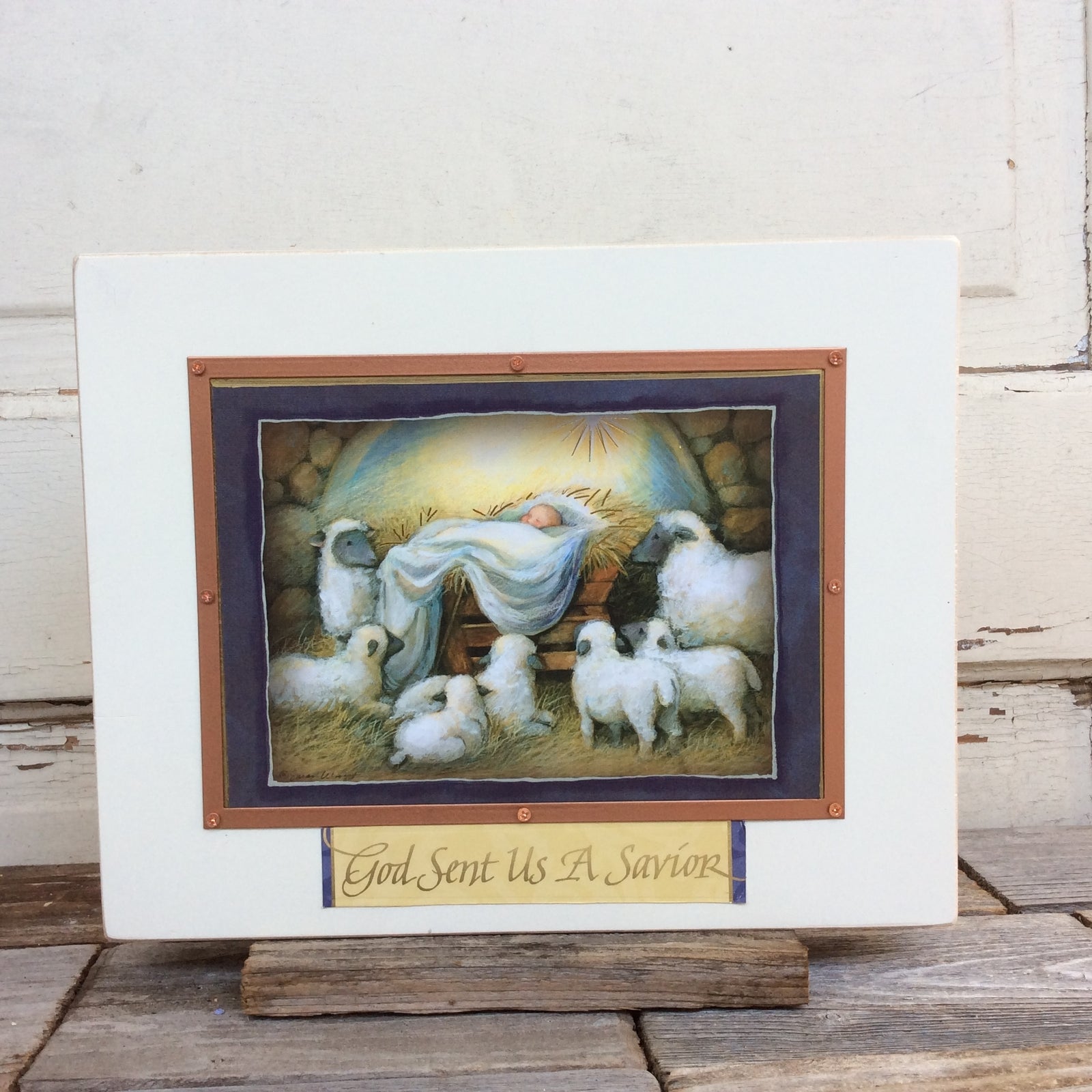 AGD Christmas Decor - God Sent Us A Savior Lambs and Manger