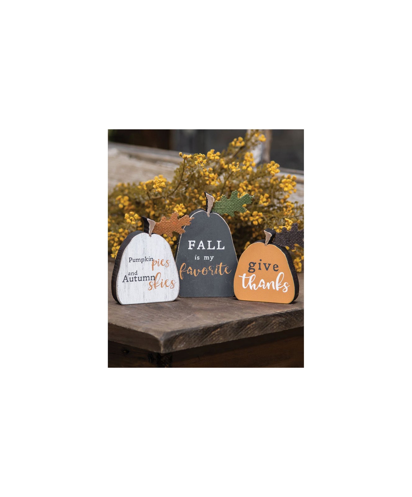 Small Prim Wood Pumpkin Sitters 3pc