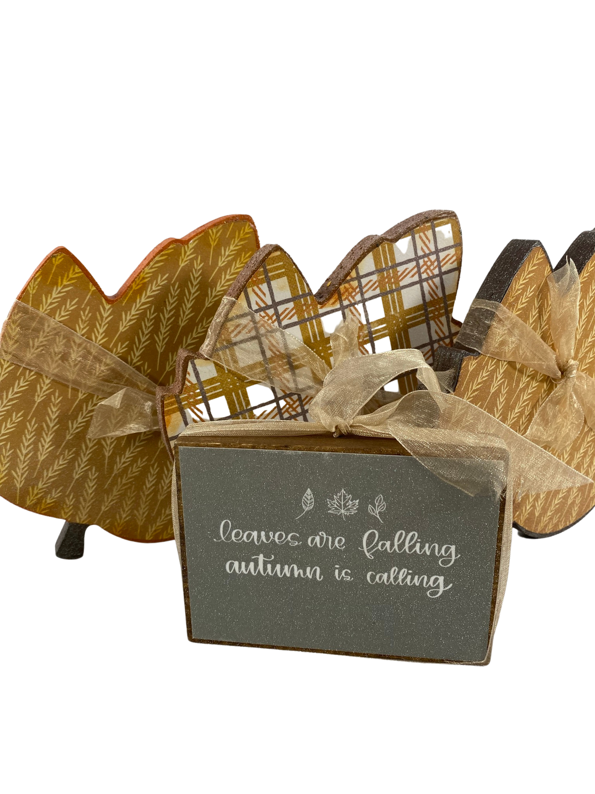 AGD Fall Decor -Reversible Chunky Leaf Leaves Sitters 4pc Set