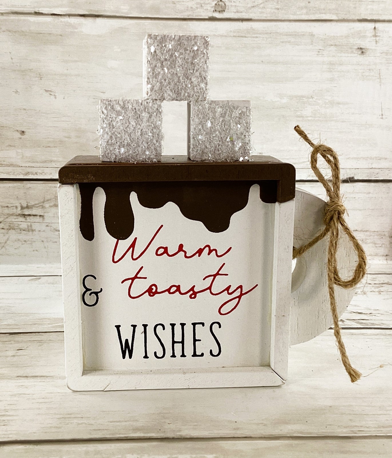 AGD Christmas Decor - Wood Mug Hot Chocolate Theme Tier Tray 3pc