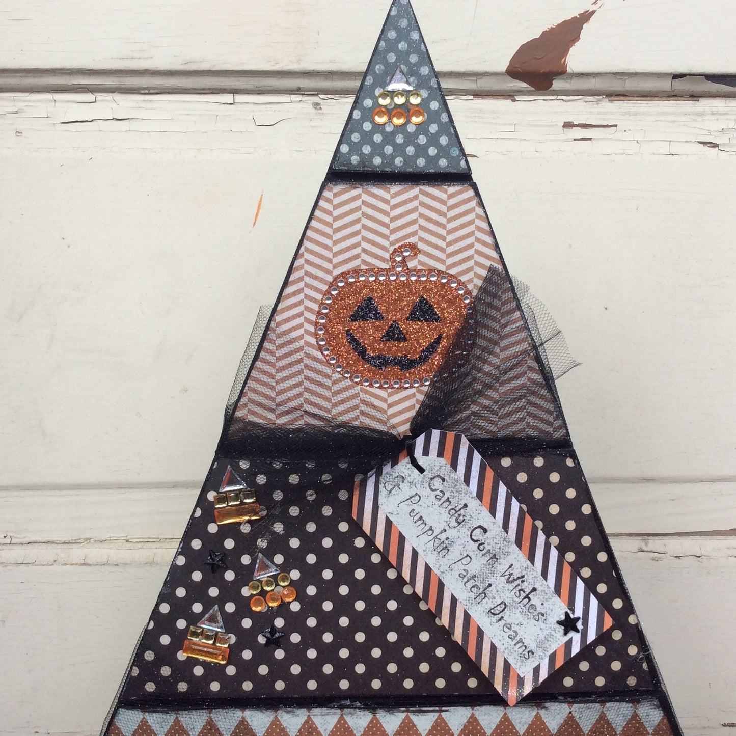 AGD Halloween Decor - Black Wood Slat Table Top Tree