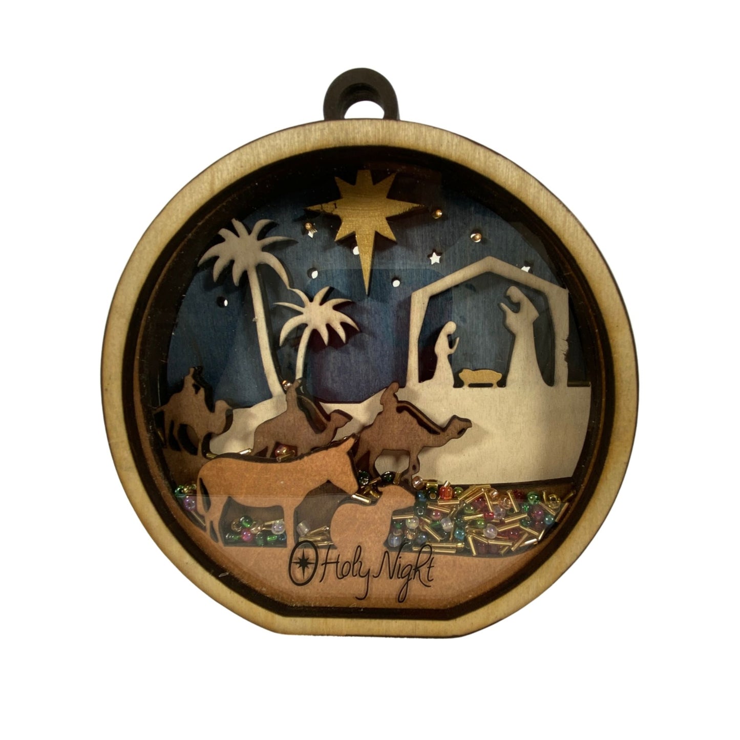 AGD Christmas Decor -  Nativity Layered Scene Chunky Wood Shaker
