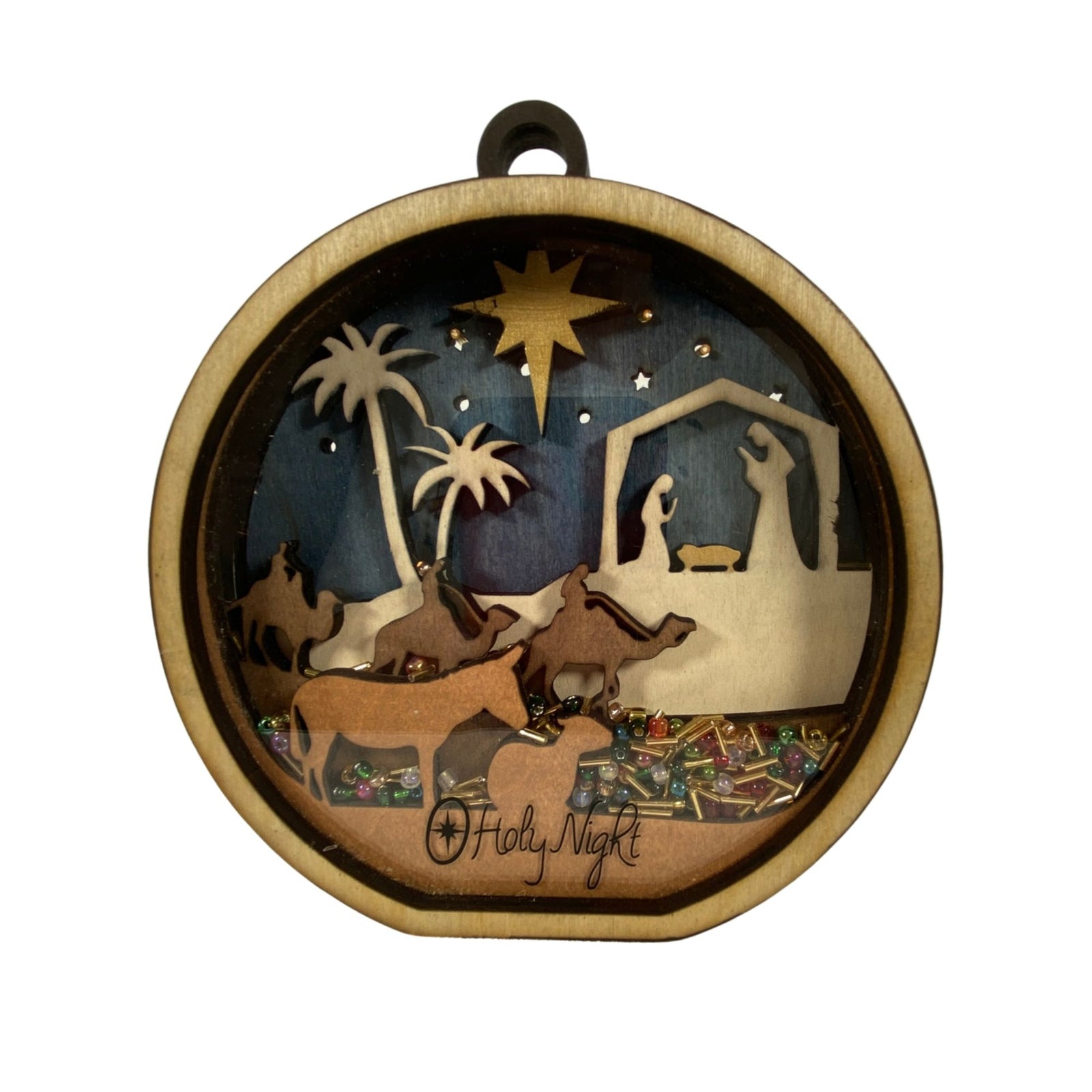 AGD Christmas Decor -  Nativity Layered Scene Chunky Wood Shaker