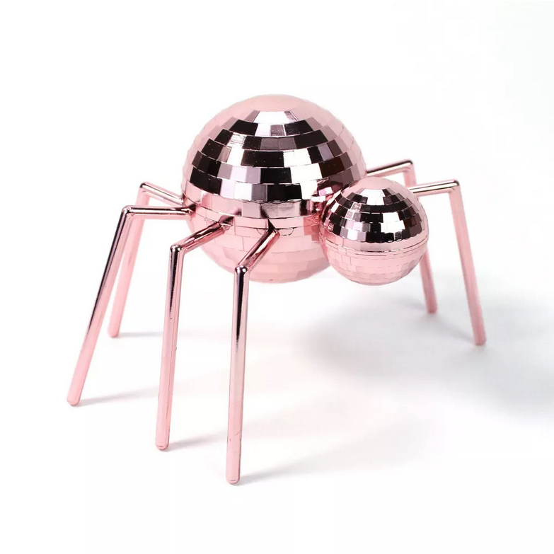 TC Halloween Decor - Glam Pink Disco Ball Plastic Spider 3pc Set