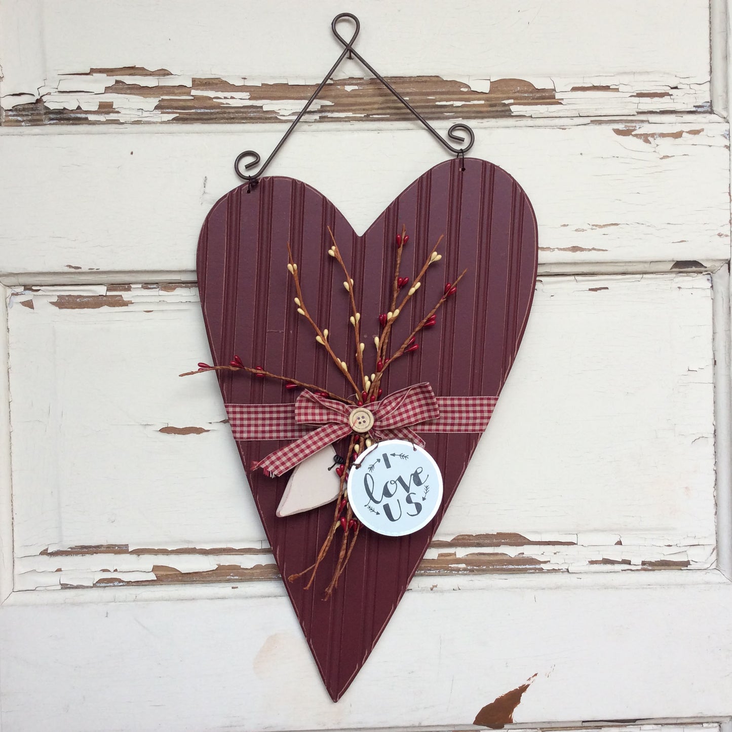 AGD Valentine's Decor – I Love Us Farmhouse Pipberry Wood Beige Heart
