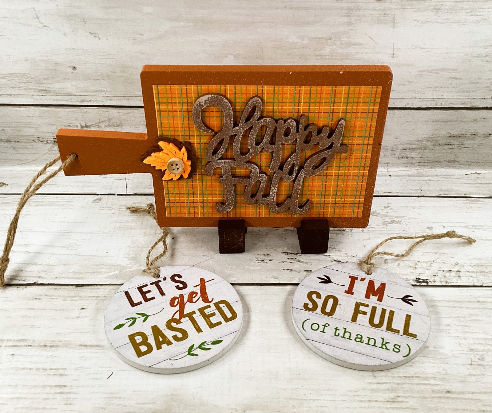 AGD Eat Drink Give Thanks Small Cutting Board Humor Sign 3pc