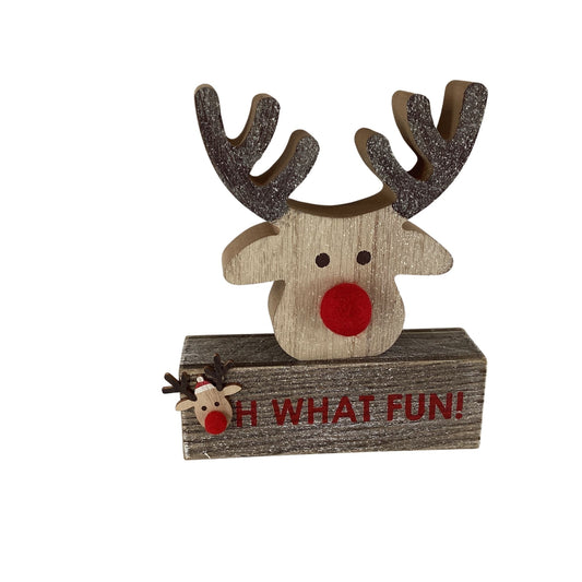 AGD Christmas Decor - Oh What Fun Reindeer Tier Tray 2pc Set
