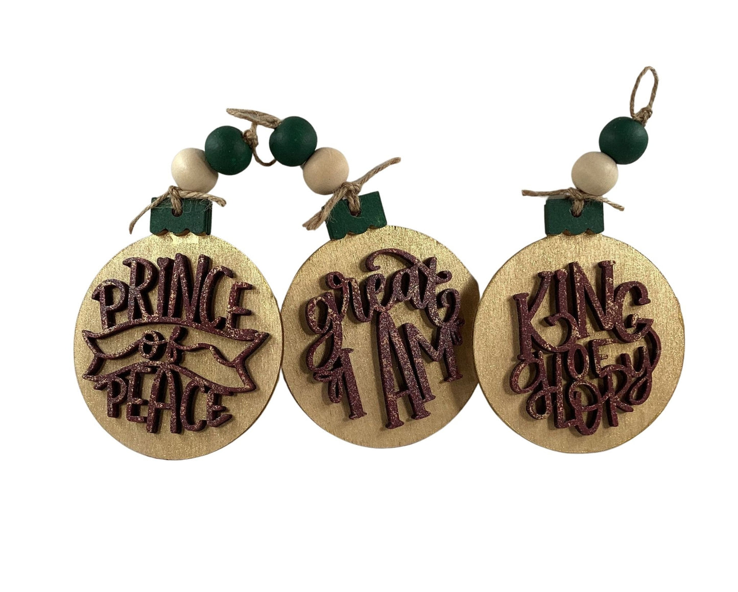 AGD Christmas Decor -  Names of God Advent Layered Wood Ornaments 8pc
