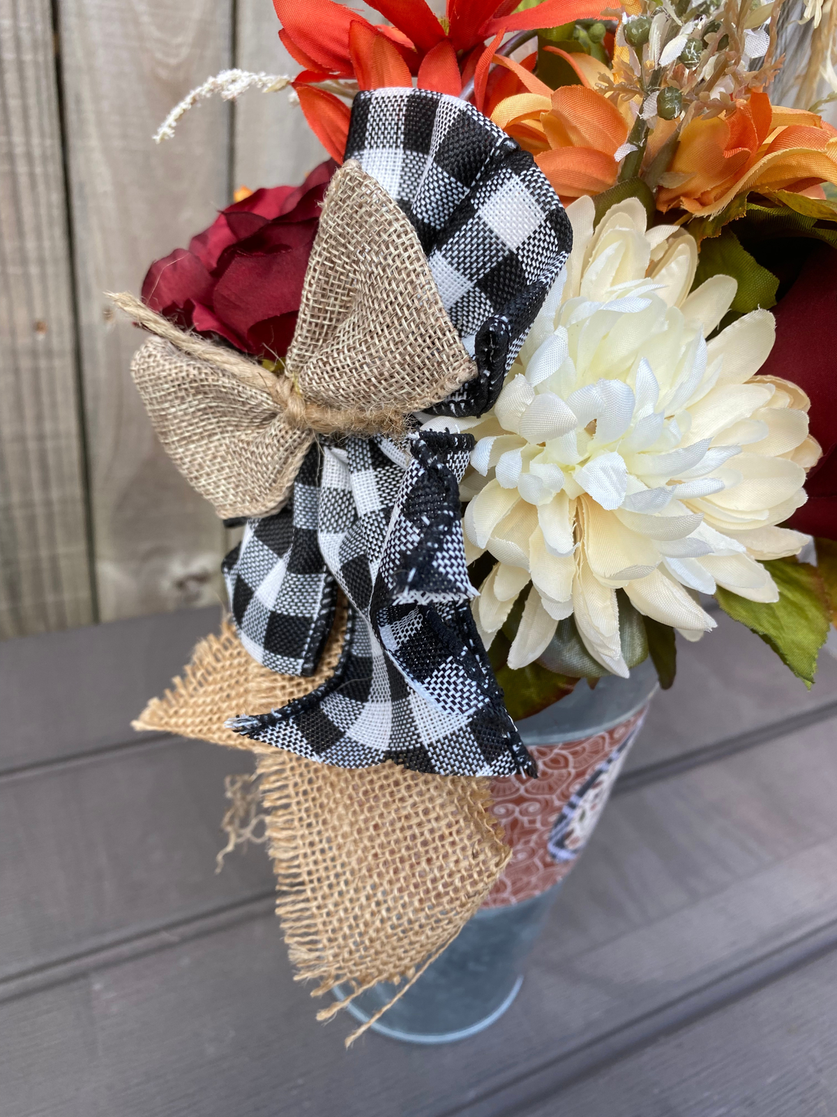 AGD Fall Decor  – Love Fall Galvanized Metal Floral Centerpiece