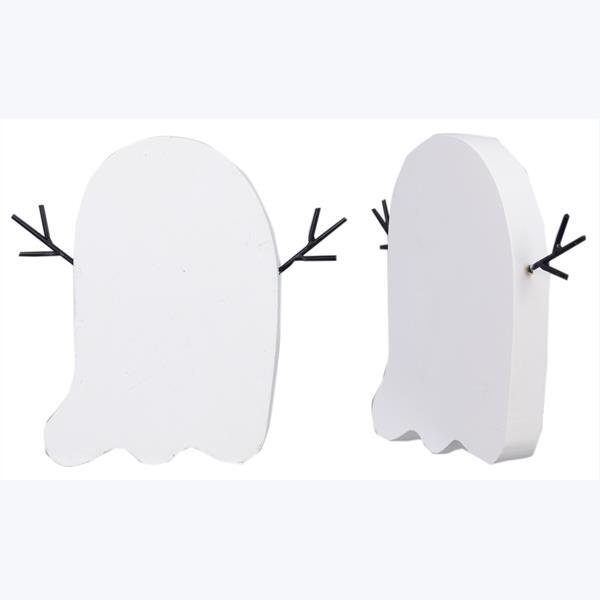 Youngs Halloween Decor - Boo Chunky Wood Friendly Ghost Tier Tray Decor