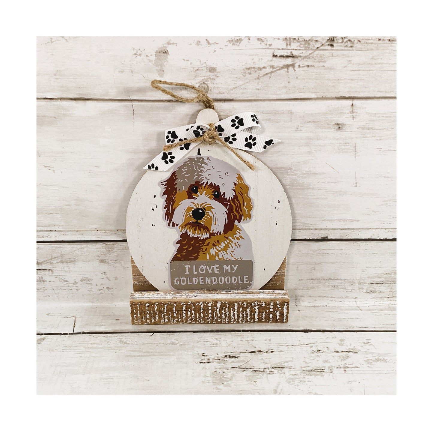 AGD Christmas Decor - I Love My Golden-doodle Dog Tier Tray Sign