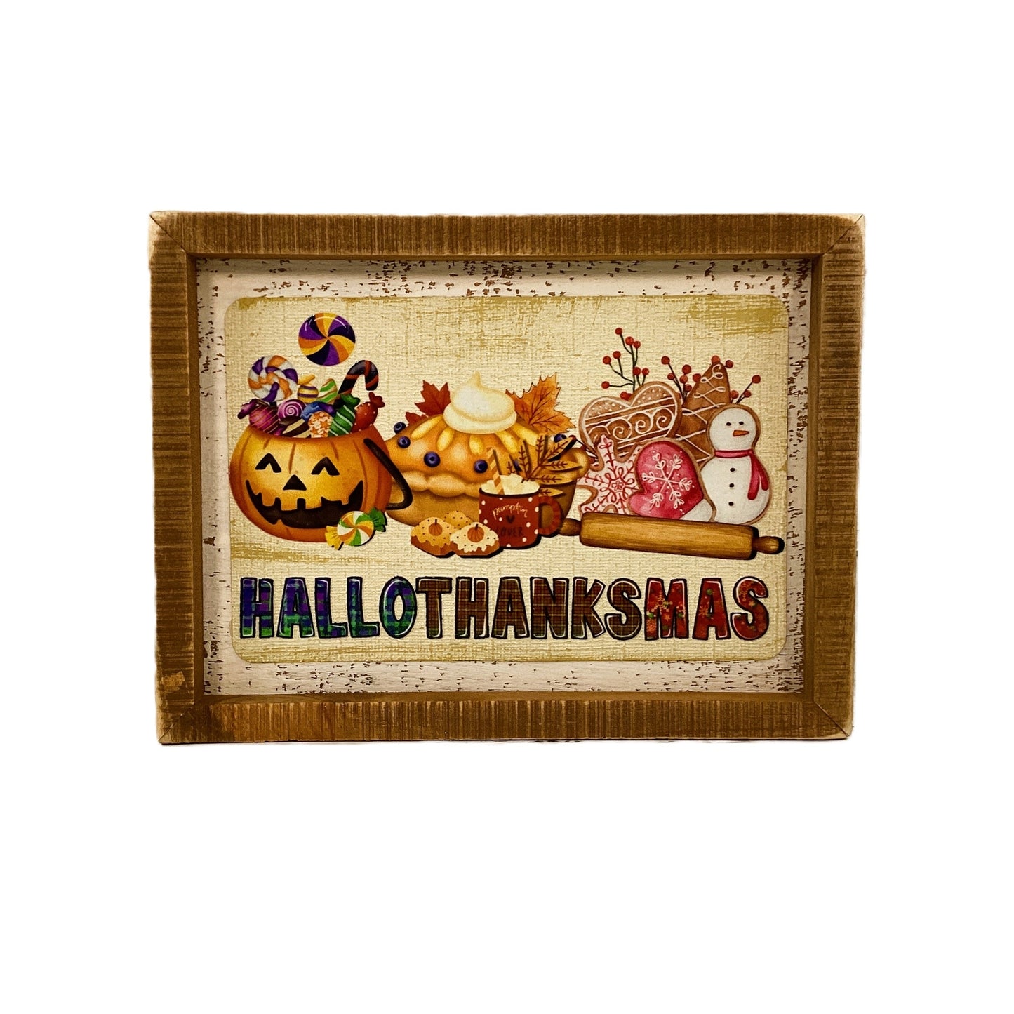 AGD Fall Decor - Multi Seasons Happy Hallothankmas Box Sign