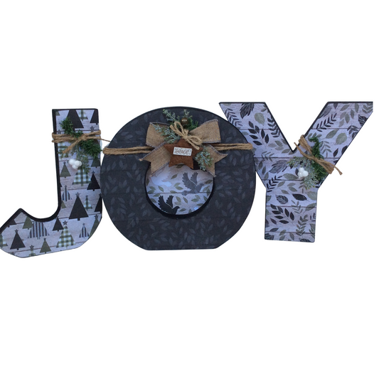 AGD Christmas Decor - Woodland Chunky Joy Letters Tabletop Sign
