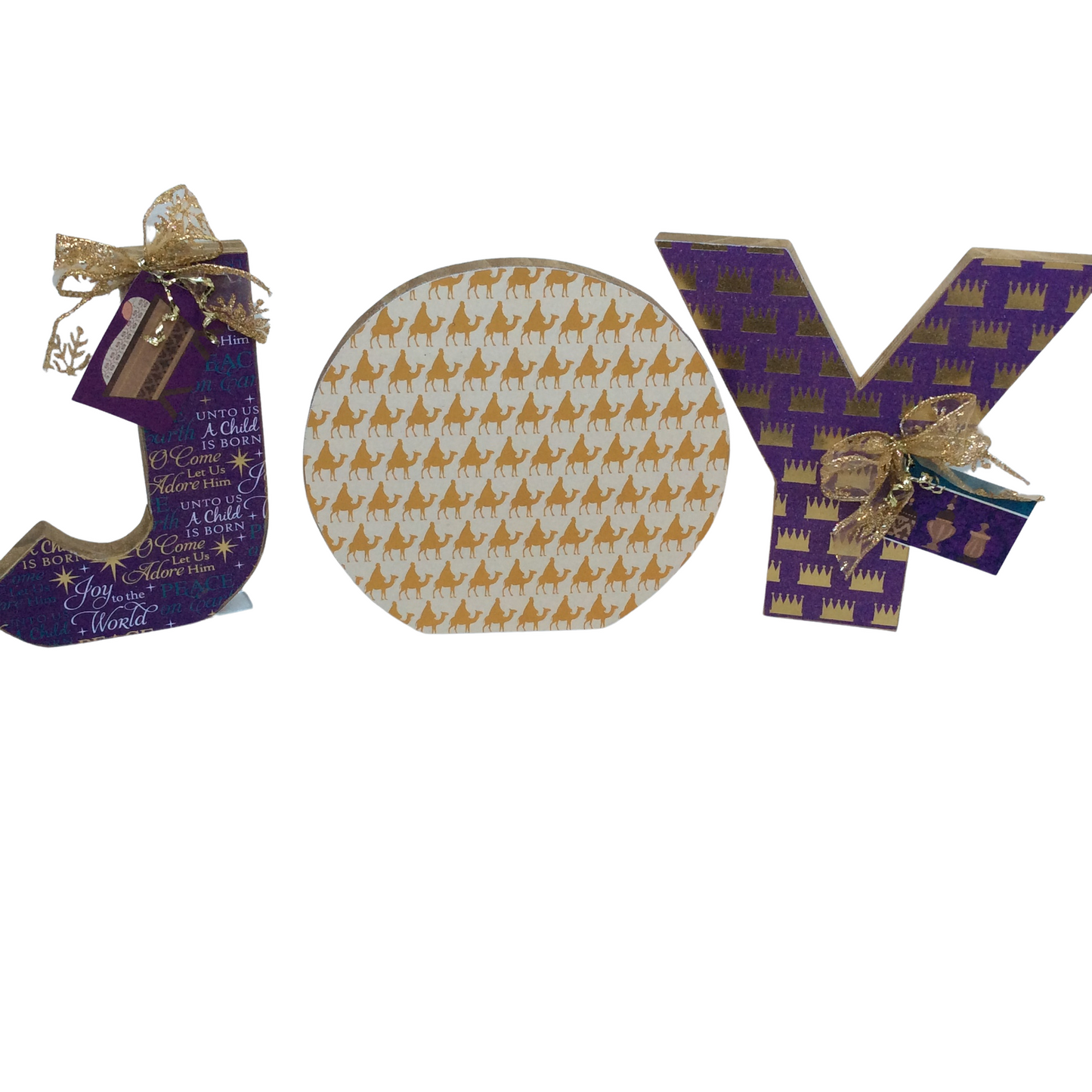 AGD Christmas Decor - Jewel Nativity Chunky Joy Letters Tabletop Sign