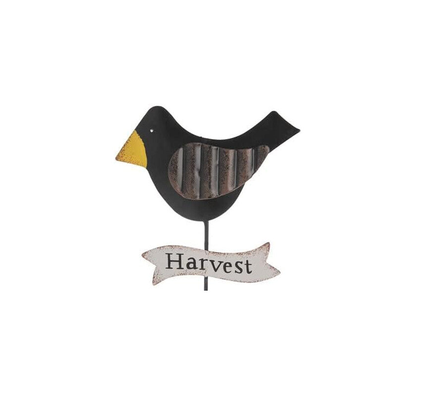 HL Fall Decor - Harvest Crow Metal Plant Pick