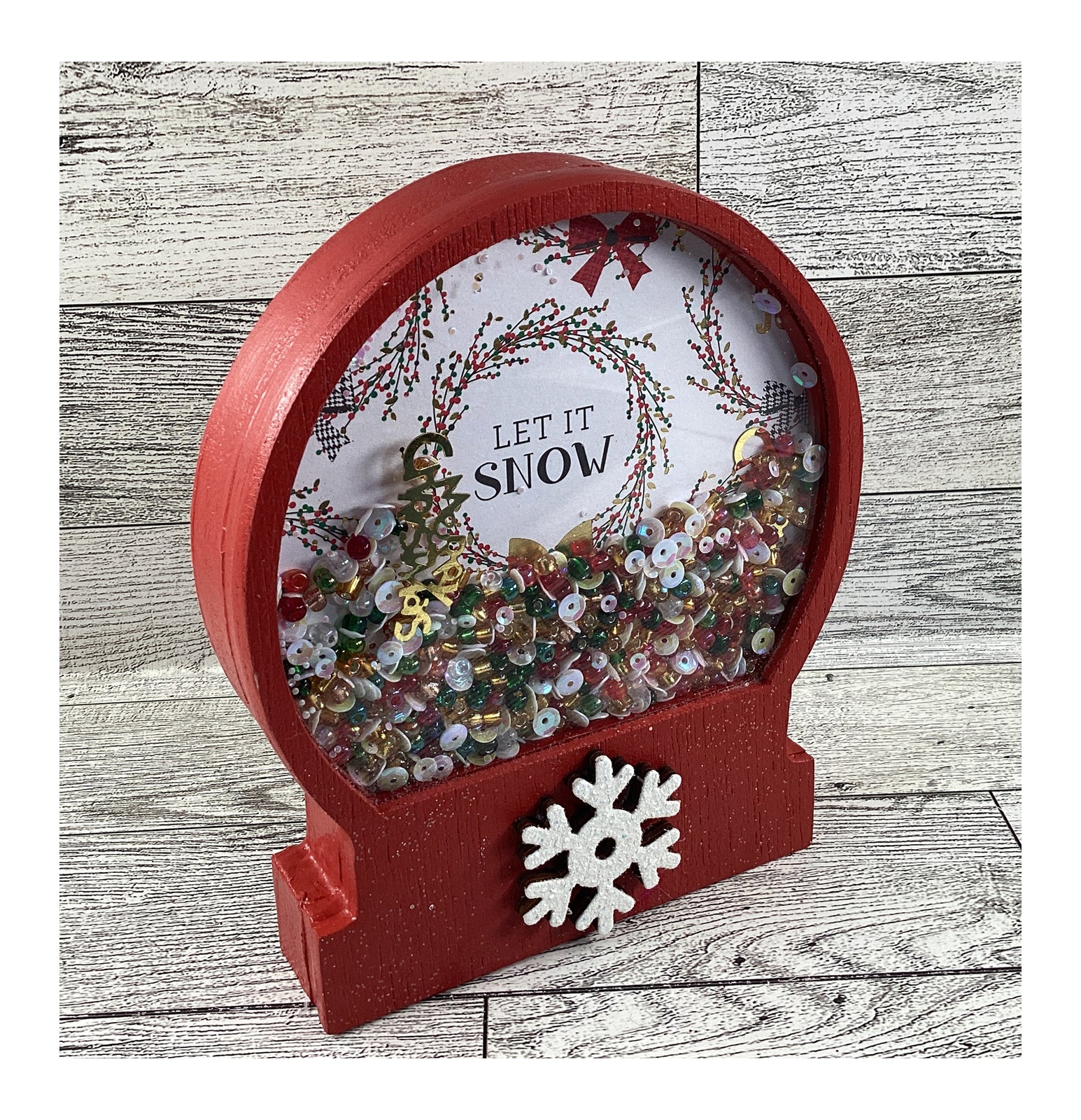 AGD Christmas Decor - Let It Snow Globe Chunky Wood Shaker