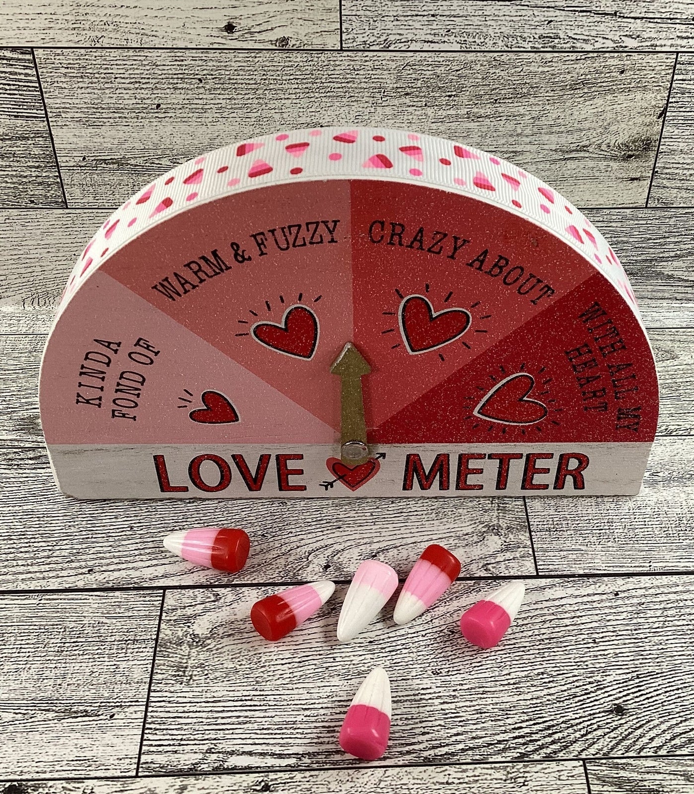 AGD Valentines Decor - Love Meter Wood Tabletop Sitter