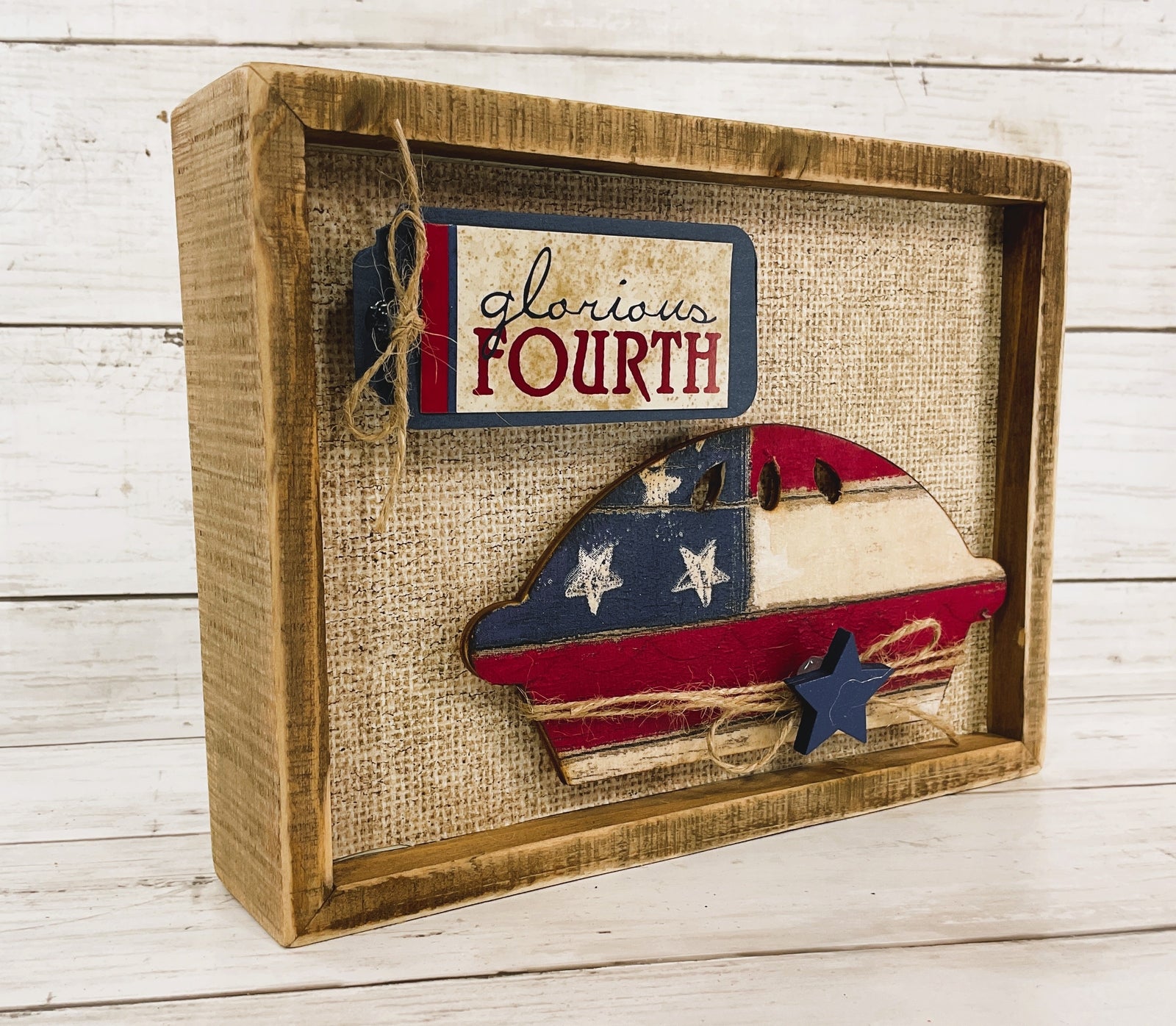 AGD Patriotic Decor- Glorious July 4th Apple-pie Wood Inset Sign