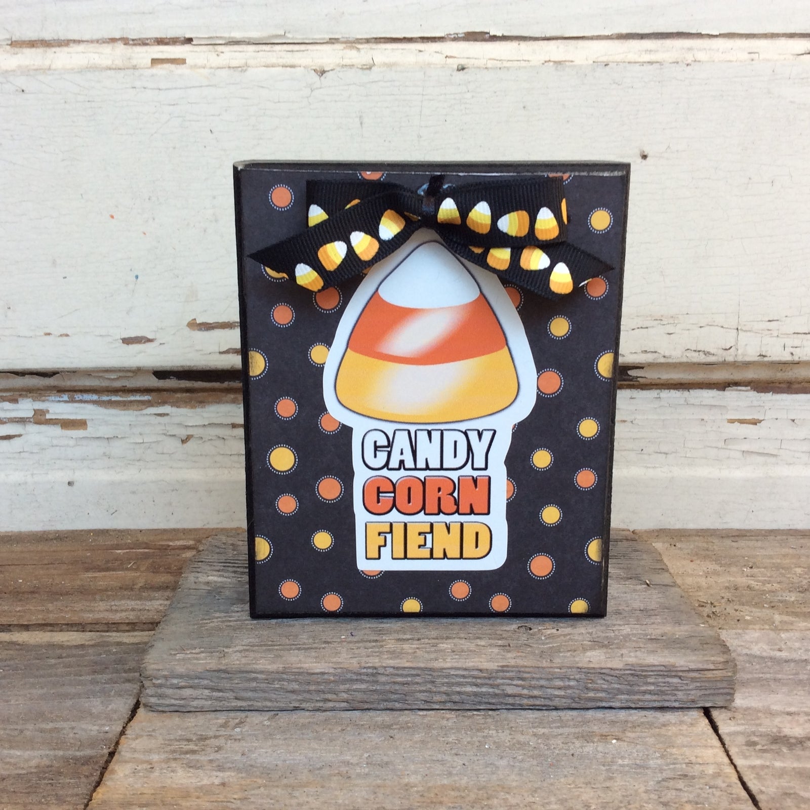 AGD Halloween Decor - Candy Corn Fiend Box Sign