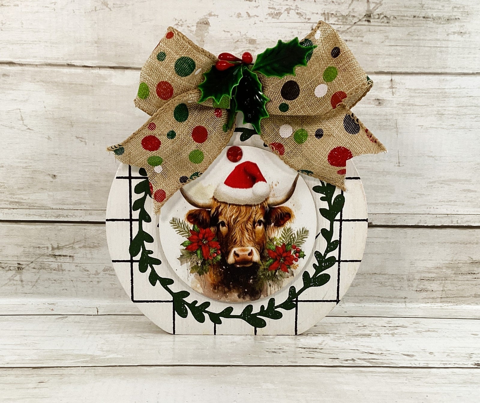 AGD Christmas Decor - Highland Cow Wood Chunky Wood Bulb Sitter