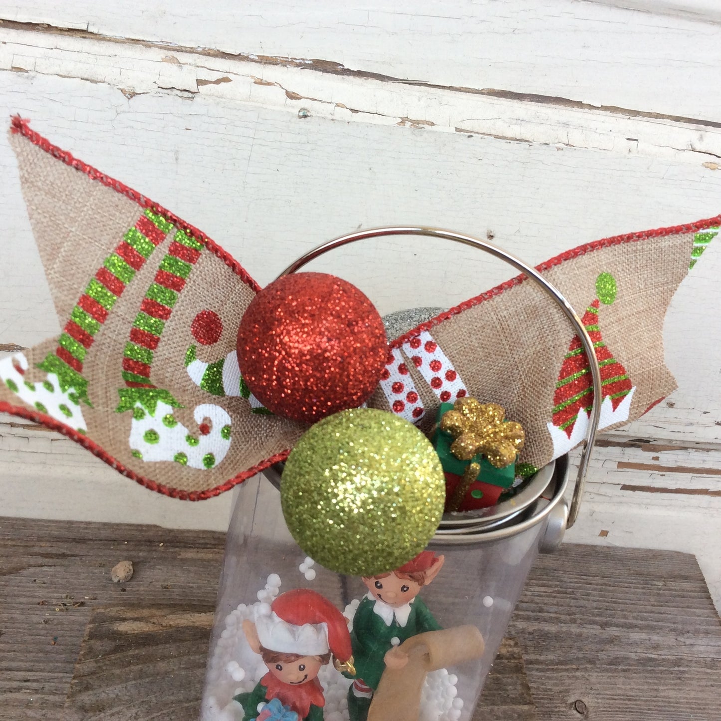 AGD Christmas Decor – #Happy Holidays  Elf  Dome Pail Display