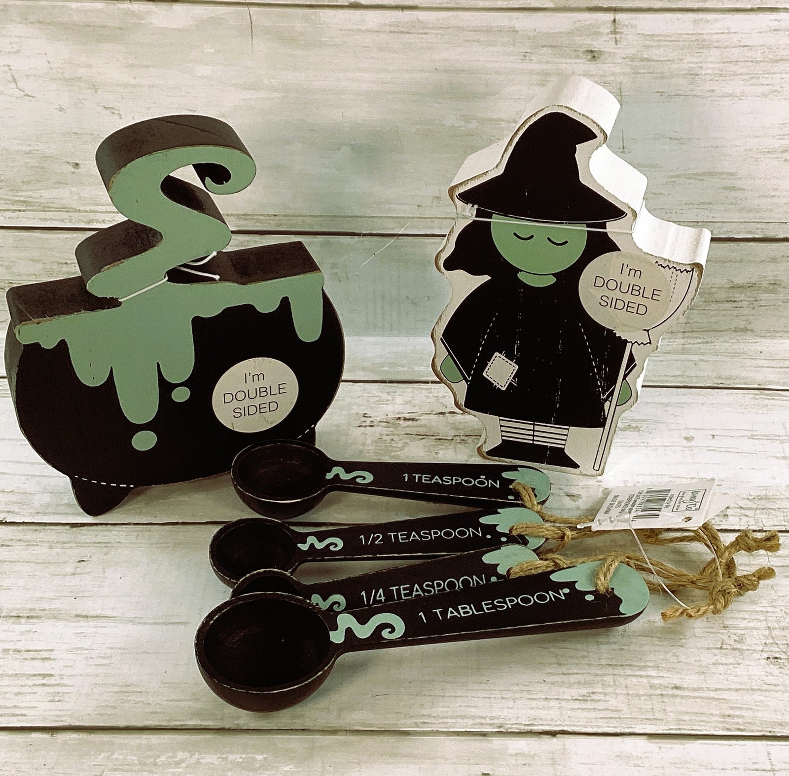 Adams Halloween Decor - Witch Cauldron Measuring Spoons Tier Tray Set