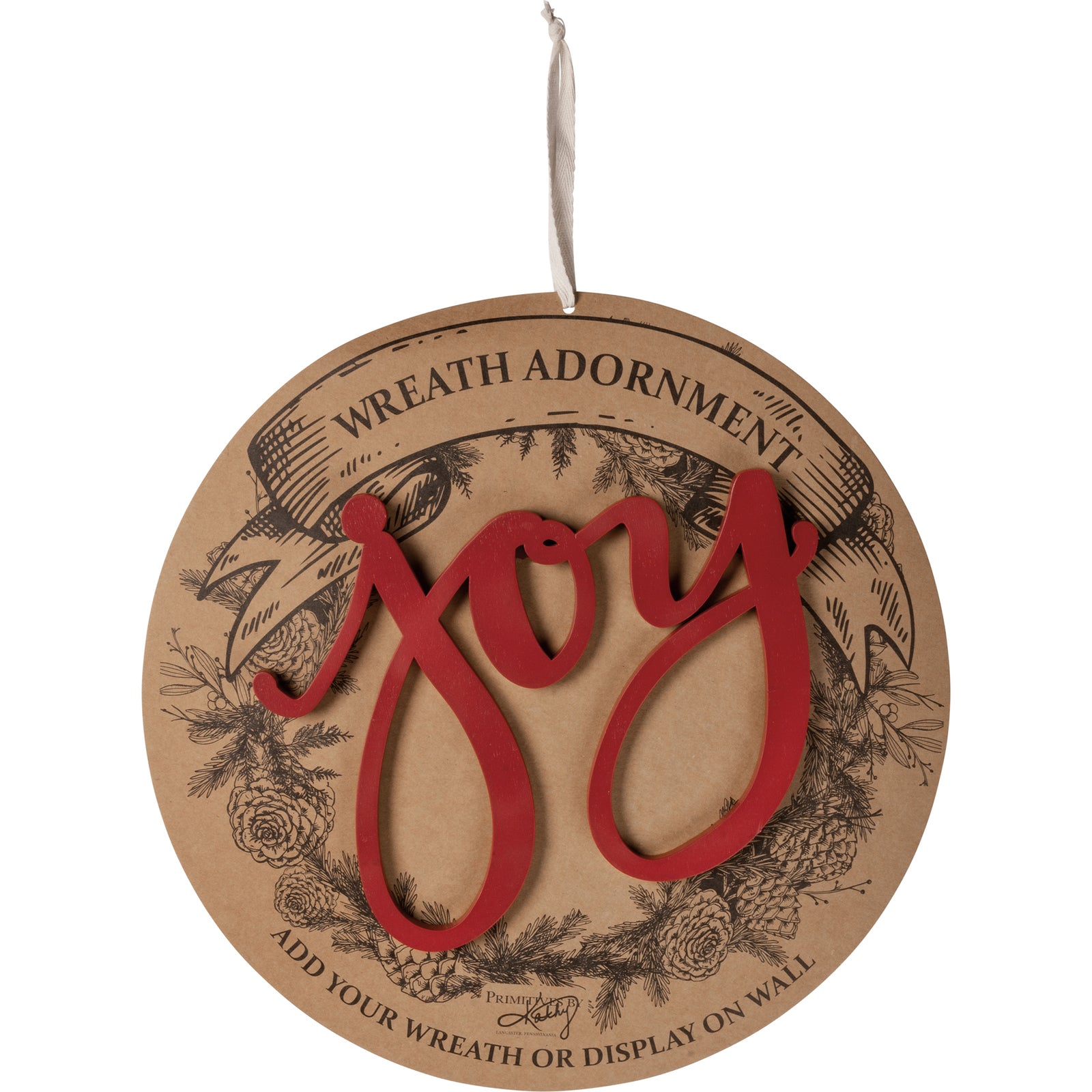 PBK Christmas Decor - Prim  Wood Wreath Wall Sign