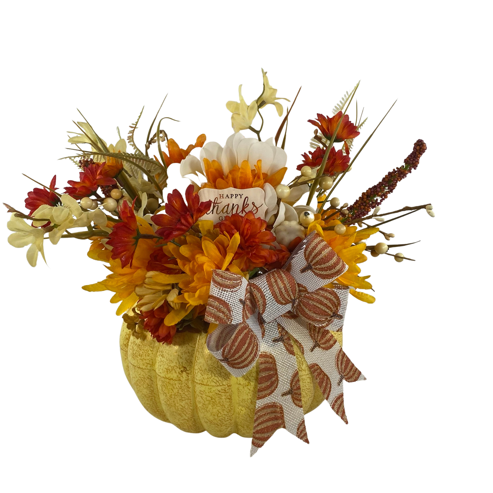 AGD Fall Decor -  Give Thanks Pumpkin Floral Centerpiece