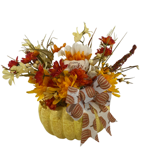 AGD Fall Decor -  Give Thanks Pumpkin Floral Centerpiece