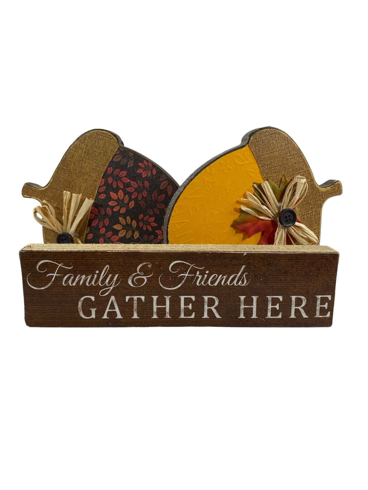 AGD Fall Decor - Friends Family Reversible Chunky Acorn Sitters 3pc Set