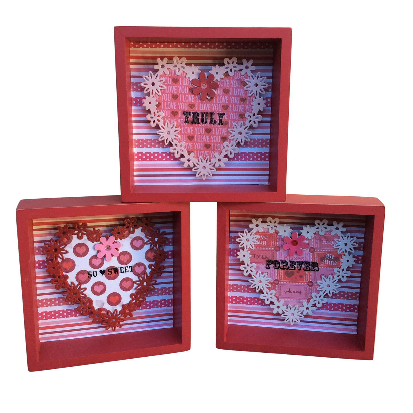 AGD Valentines Decor - Forever Truly So Sweet Collage Box Signs 3pc