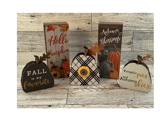 AGD Fall Decor - Hello Pumpkin Autumn Blessings Mini Pumpkin Tier Tray Decor 