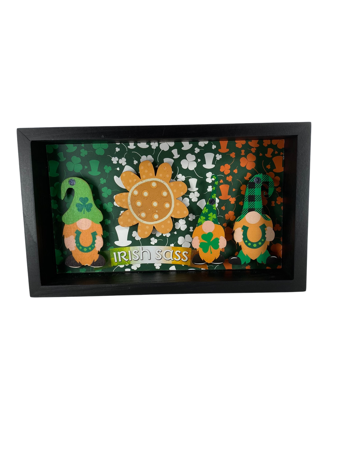 AGD St Patricks Decor - Irish Sass Gnome Reversible Inset Box Sign