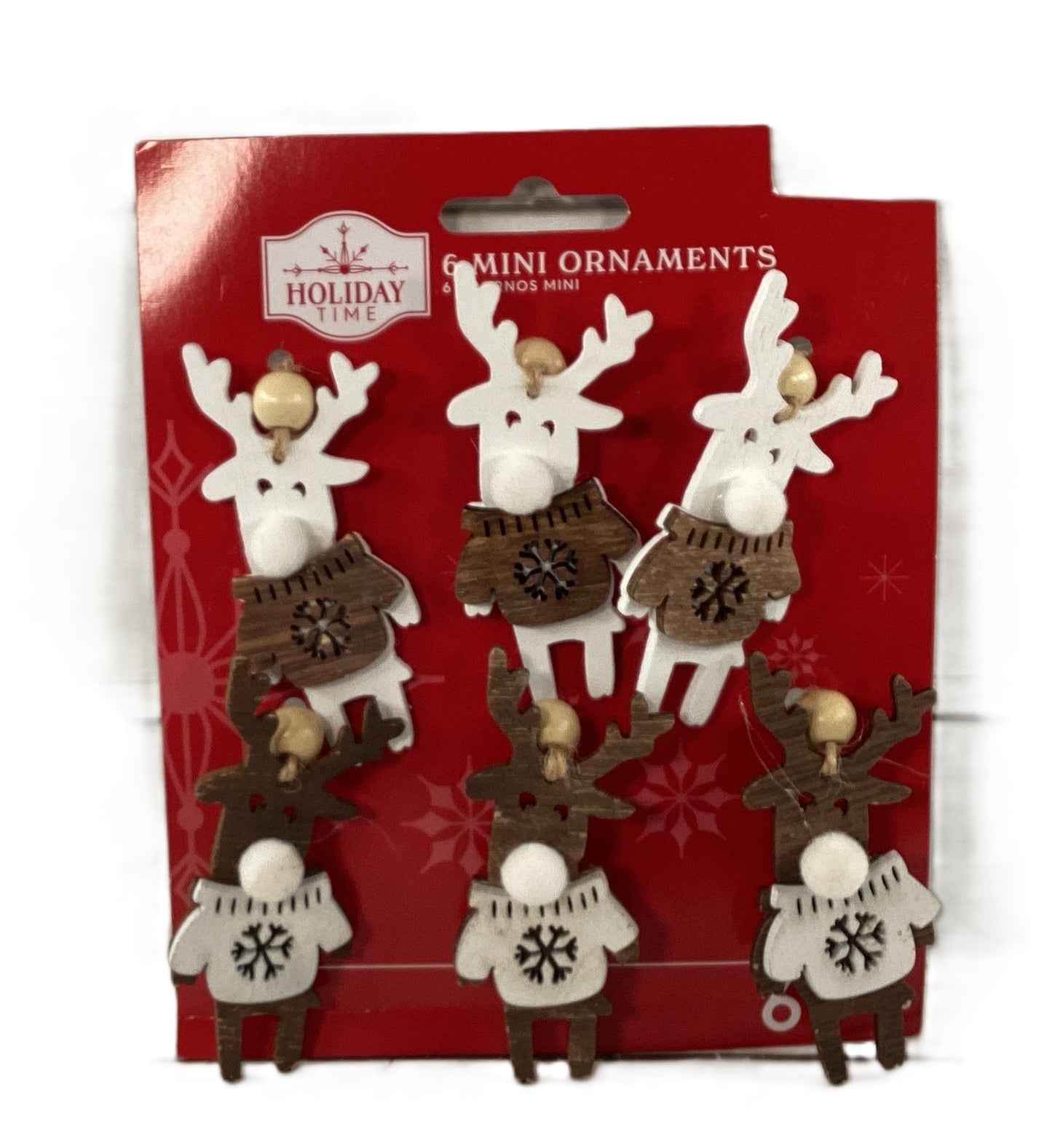 WM Christmas Decor - Miniature Tree Reindeer Ornaments 6pc Set