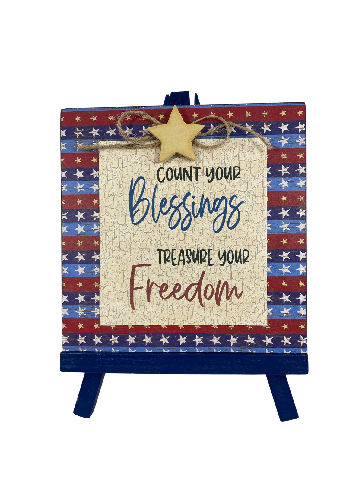 AGD Patriotic Decor - Count Blessings Treasure Freedom Easel Display