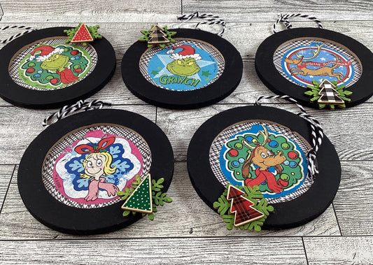 AGD Christmas Decor -  Whimsy Green Ornaments 5pc Set