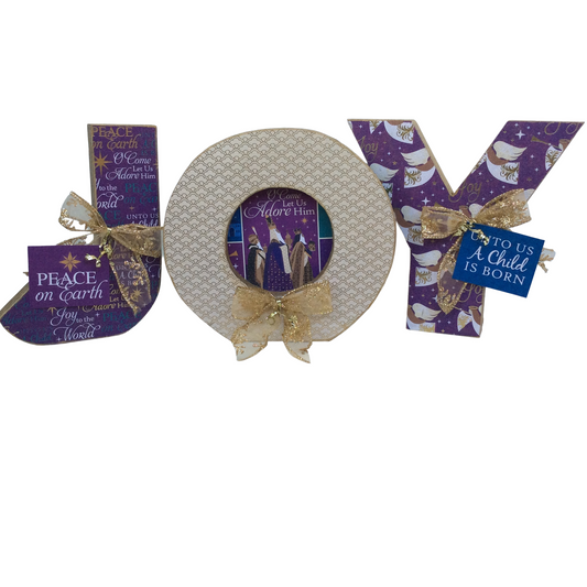 AGD Christmas Decor - Adore Him Nativity Chunky Joy Letters Tabletop Sign