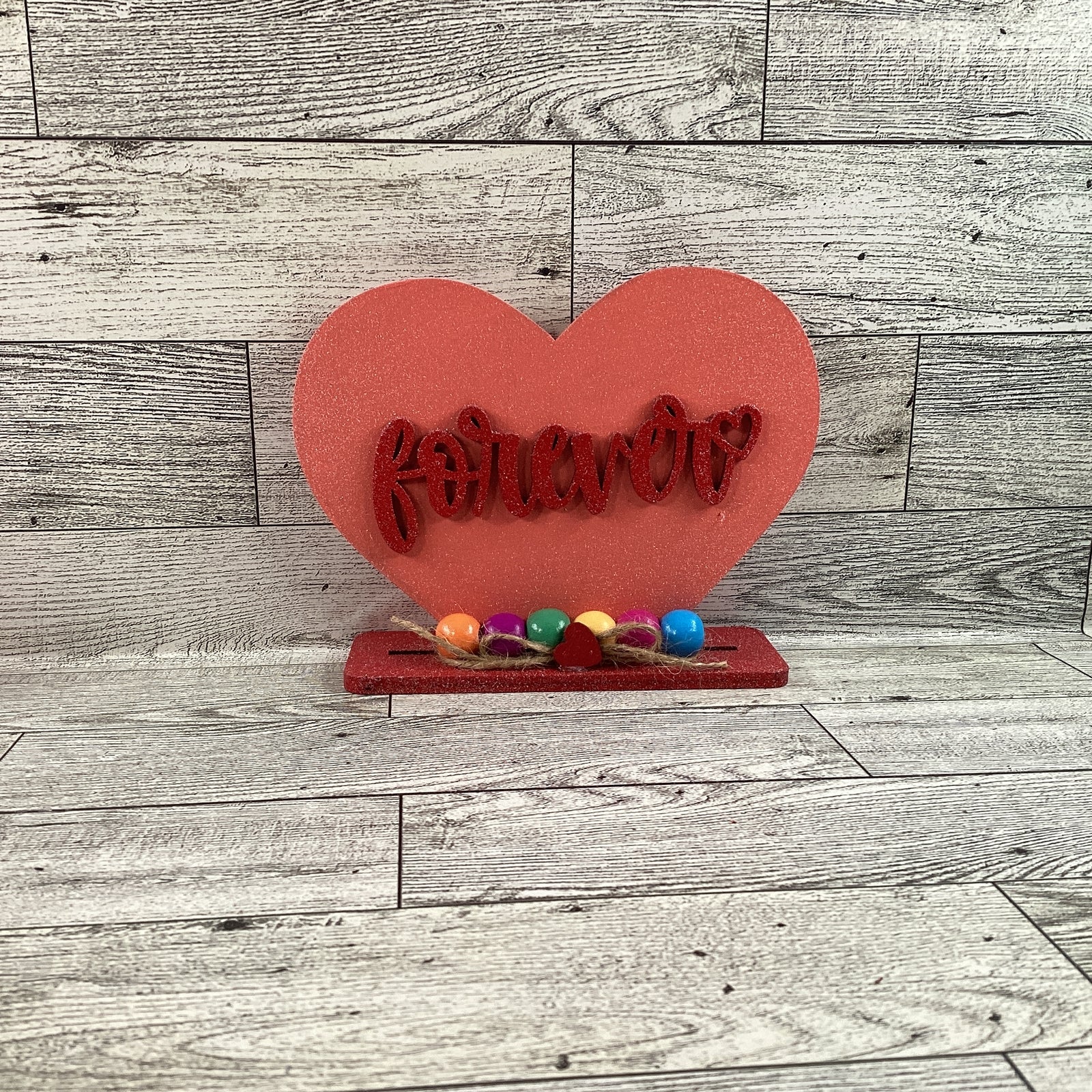 AGD Valentines Decor - Conversational Hearts Painted Layer Wood Sitters 6pc Set