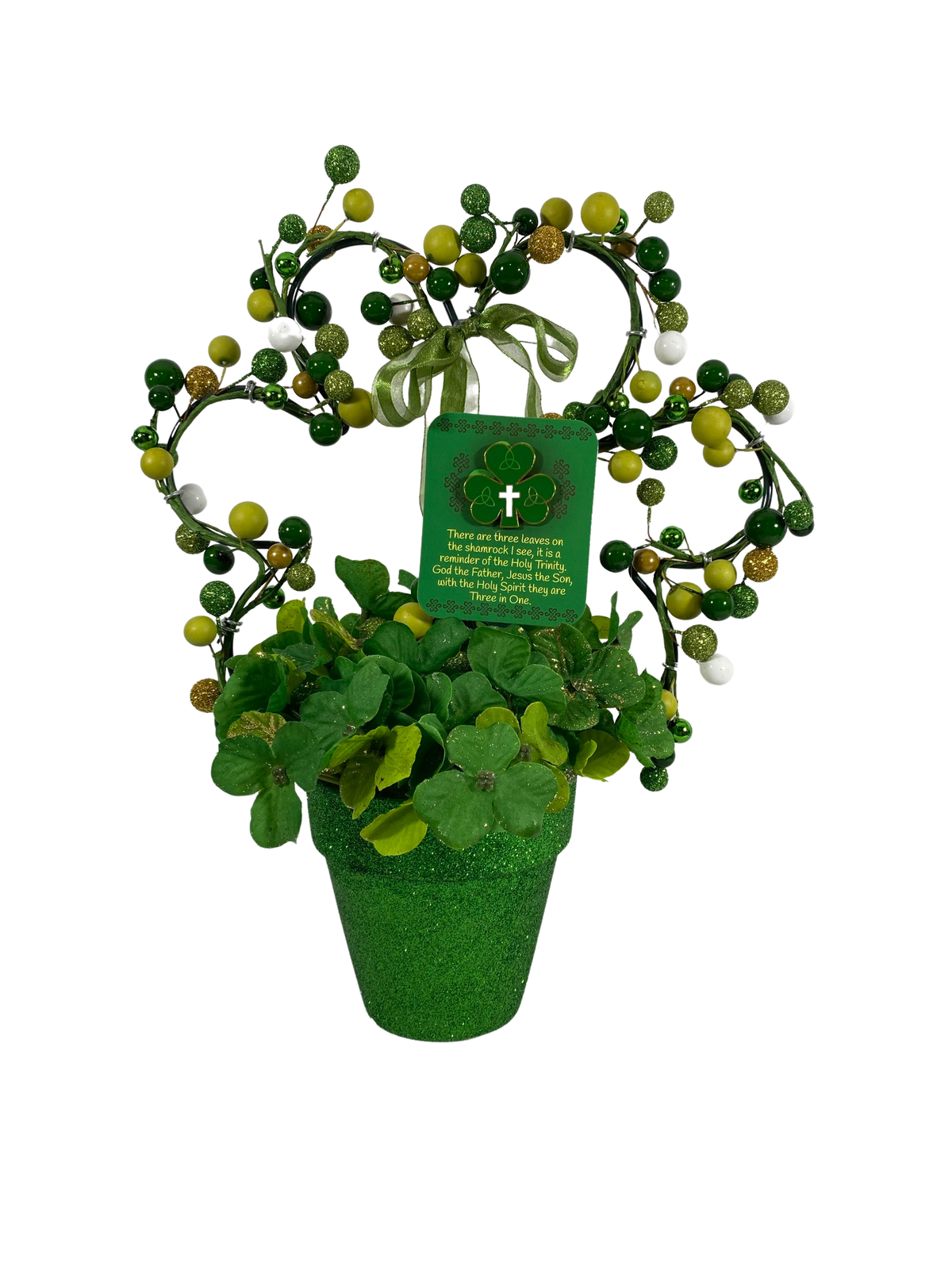 AGD Saint Patrick's Decor  – Twig Shamrock Cross Floral Display