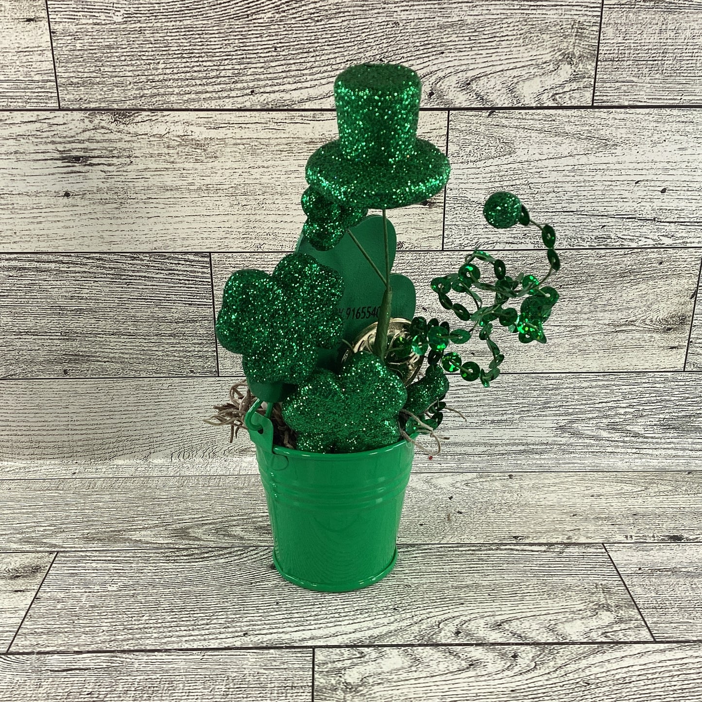 AGD St Patricks Decor - Small Glitter Shamrock Top-hat Tier Tray Display