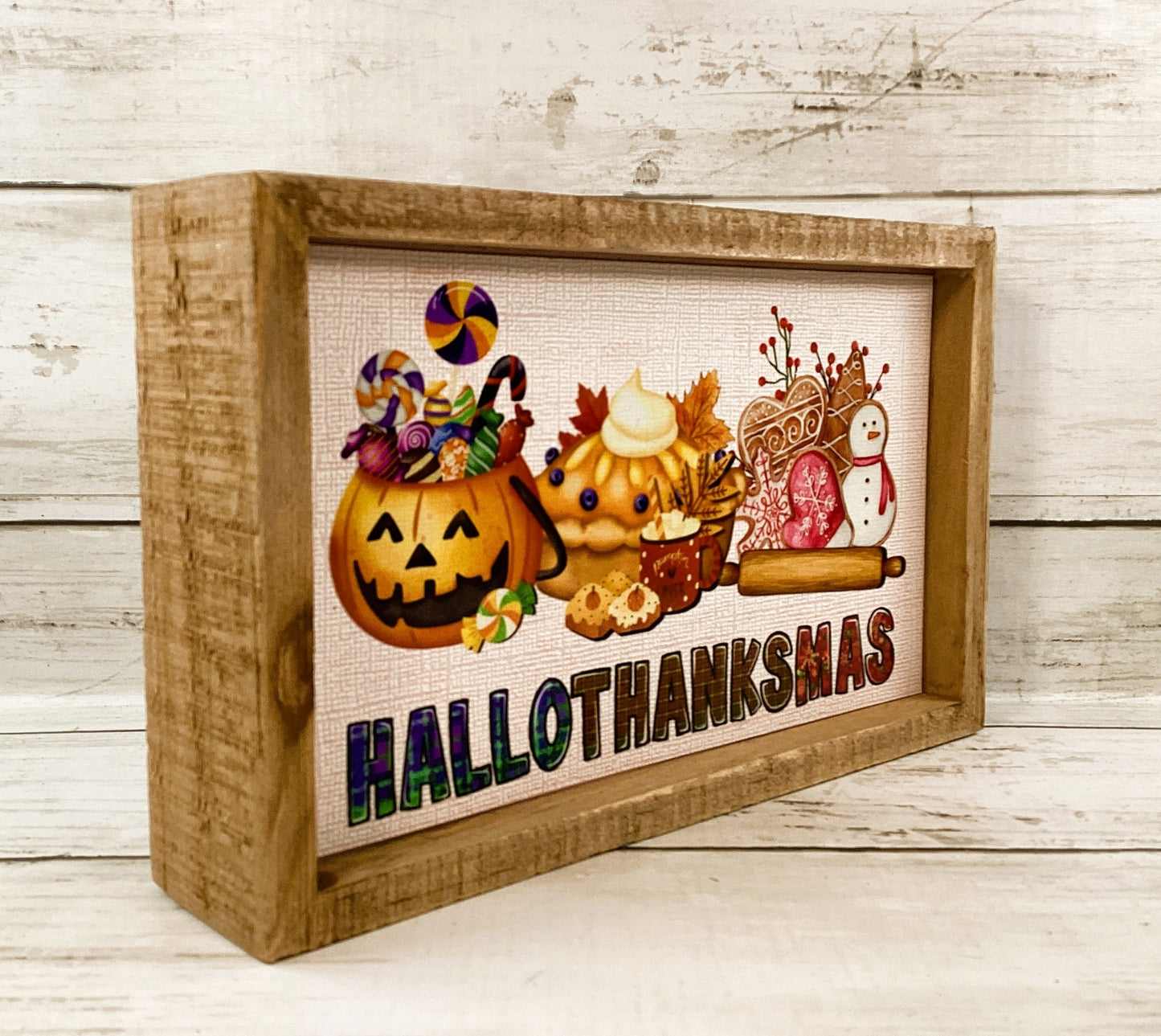 AGD Fall Decor - Multi Seasons Happy Hallothankmas Box Sign