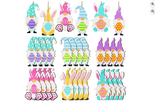 Jetec Easter Decor - Wood Gnome Spring Ornaments 24pc