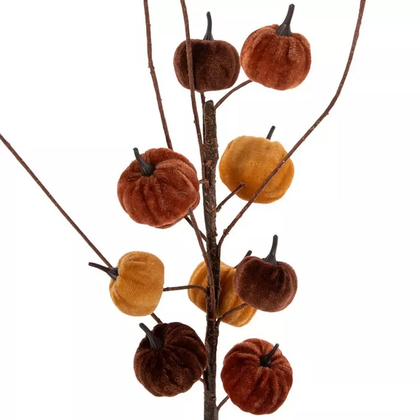 HL Mini Velvet Pumpkin Floral Pick Stem Branch 6pc Set