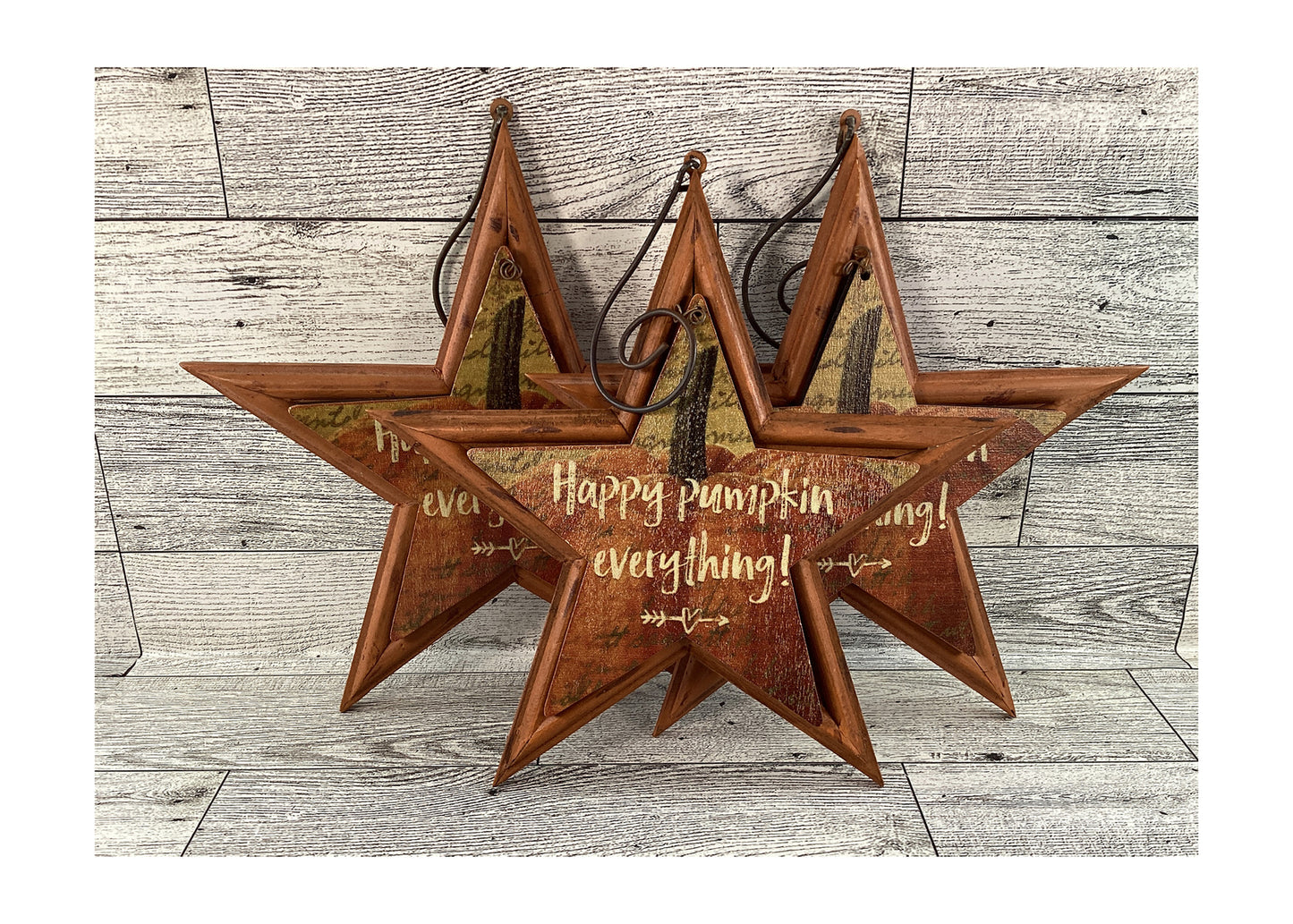 AGD Fall Decor - Happy Pumpkin Everything Prim Star Ornament 3pc