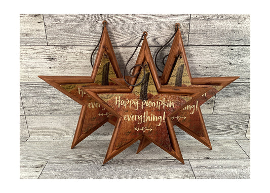 AGD Fall Decor - Happy Pumpkin Everything Prim Star Ornament 3pc