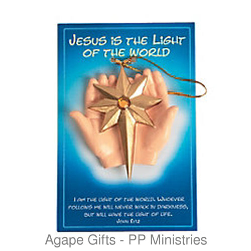 FE-OTC Christmas Religious Ornament - Jesus Light of the World - God's Hands