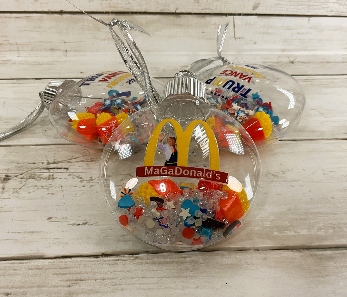 AGD Patriotic Decor - Trump Vance Lovin It French Fries Ornaments 3pc