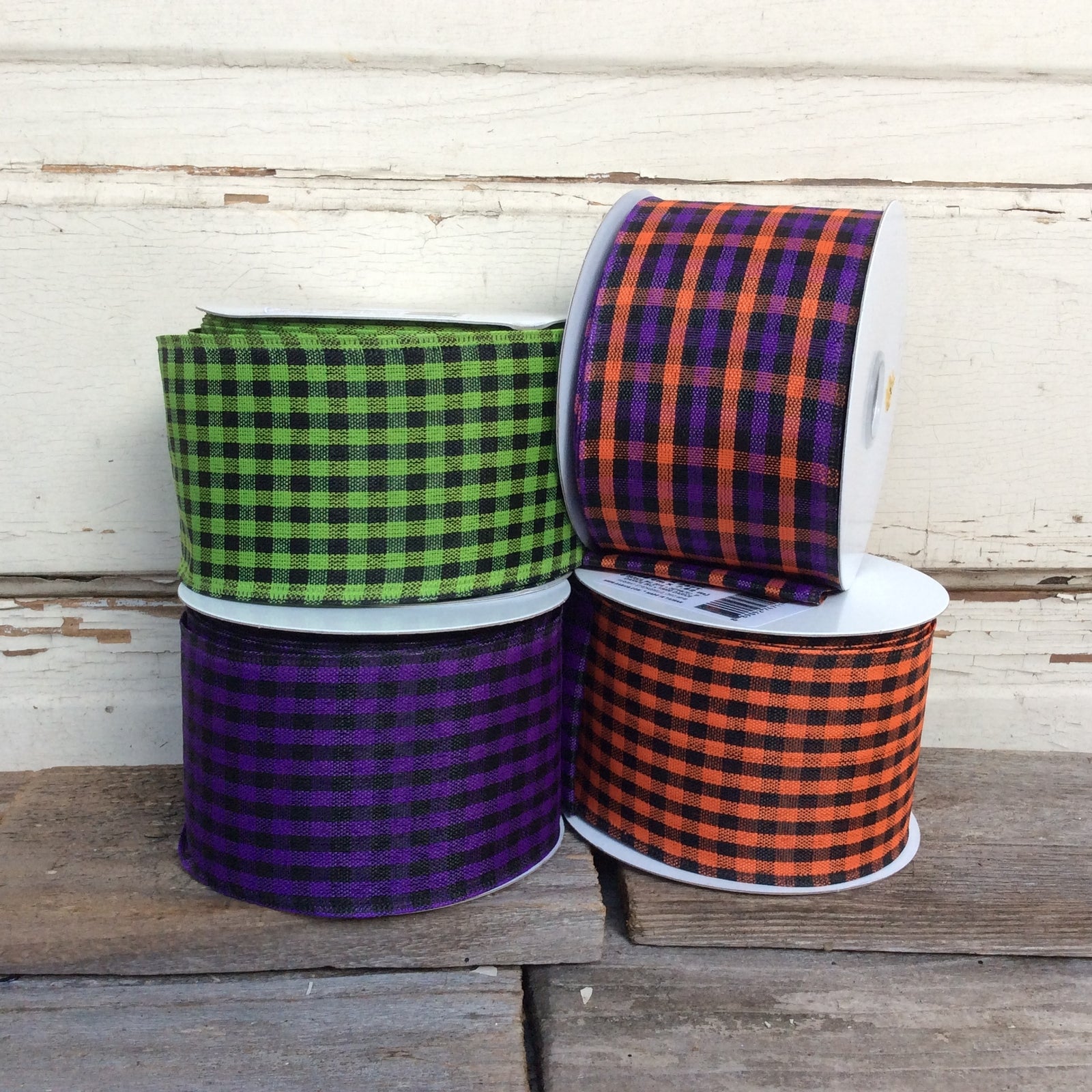 Darice Craft Supply Plaid Halloween Fabric Wreath Ribbon 25ft x 2.5inch 