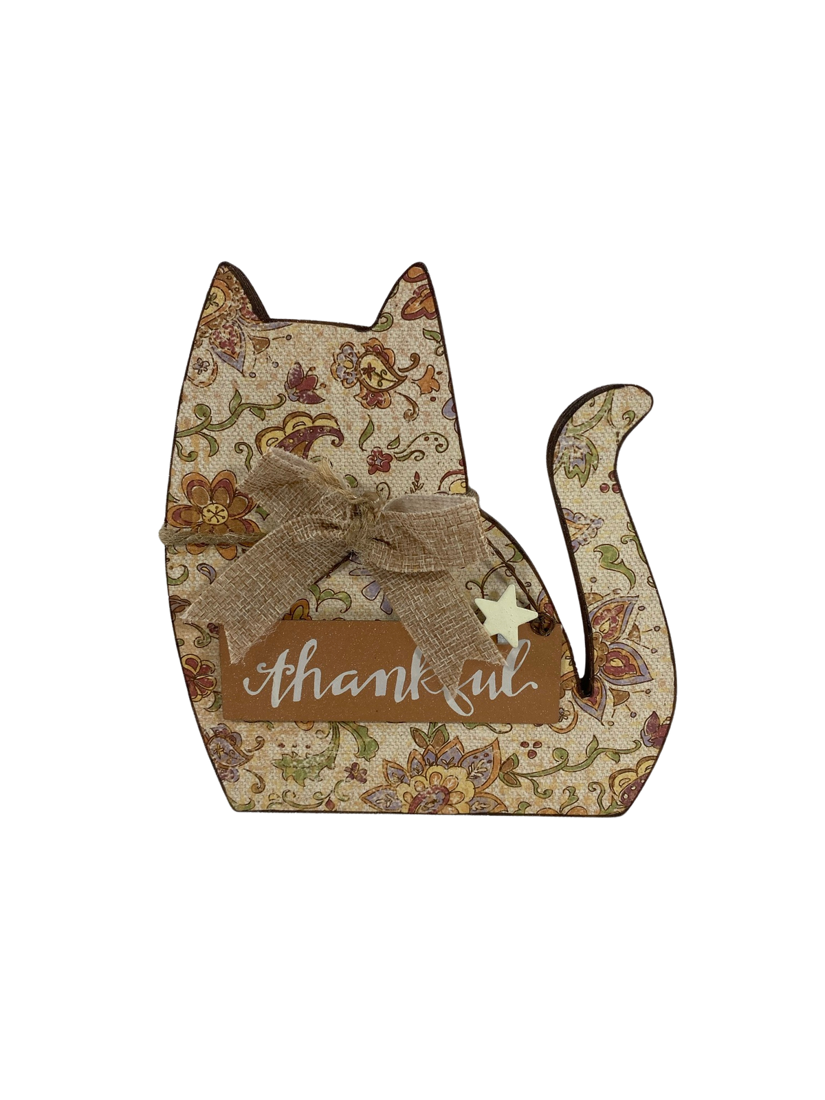 AGD Fall Decor - Thankful & Grateful Wood Cat Dog 2pc Set